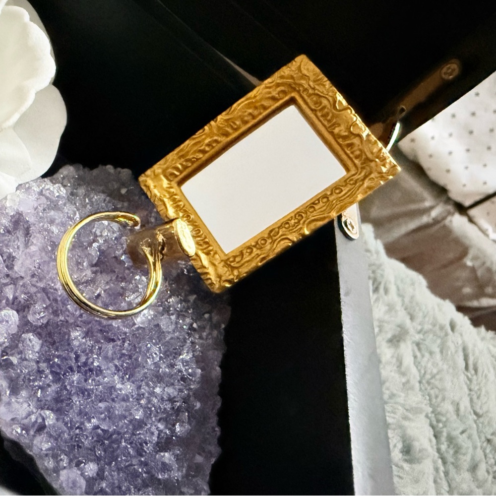 Handmade Gold-Tone Ring with Rectangular rose quartz Inlay - Picture 10 of 11